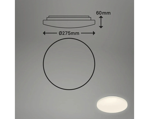 Ritning av en rund taklampa med måtten 275 mm diameter och 60 mm höjd