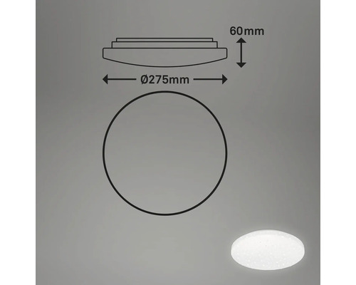 Teknisk ritning av en taklampa med måtten 275 mm i diameter och 60 mm hög
