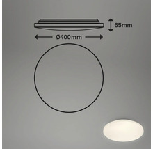 Mått på en taklampa: diameter 400 millimeter, höjd 65 millimeter