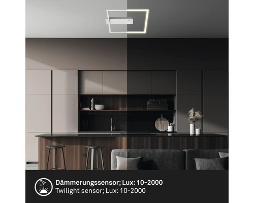 Modernt kök med kvadratisk LED taklampa med skymningssensor