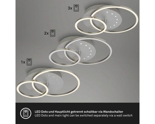 Taklampa med LED-punkter och huvudljus, omkopplingsbara separat