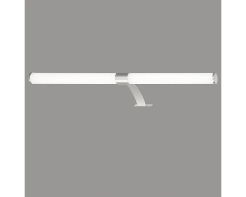 Avlång silverfärgad badrumslampa med integrerad LED