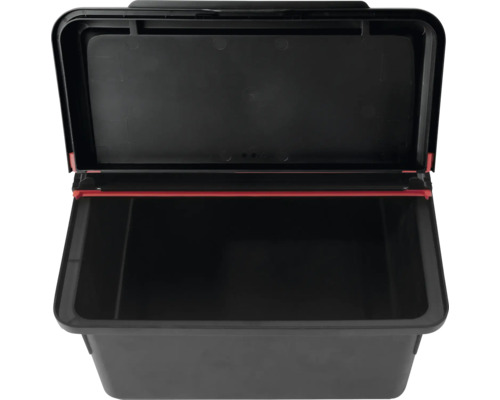 Öppen, svart verktygslåda