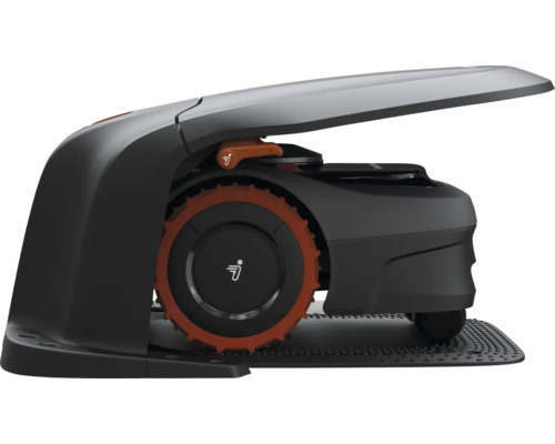 Robotgräsklippare med öppen lucka