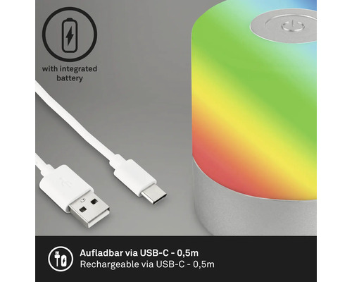 Dekorativ LED-lampa med USB-C-kabel och integrerat batteri