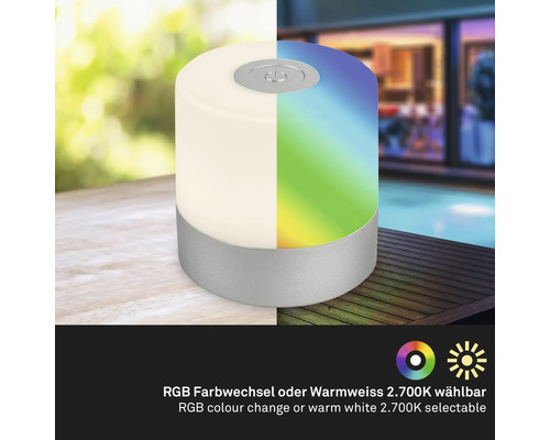 Bordslampa med färgskiftning och varmvitt ljus