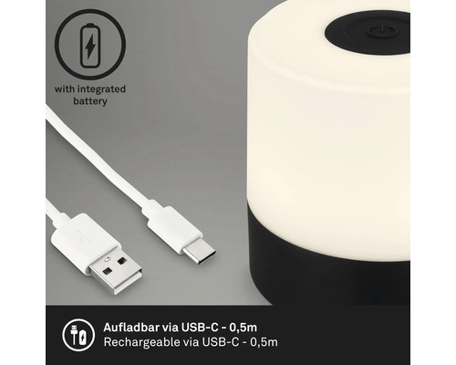Bordslampa med integrerat batteri och USB-C-laddkabel