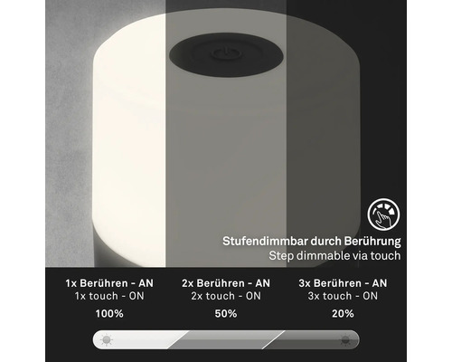 Bordslampa med touchdimmer för att styra ljusstyrkan