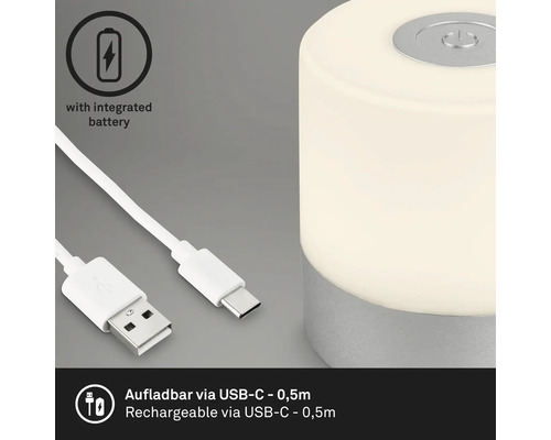 Bordslampa med integrerat batteri och USB-C-laddningskabel