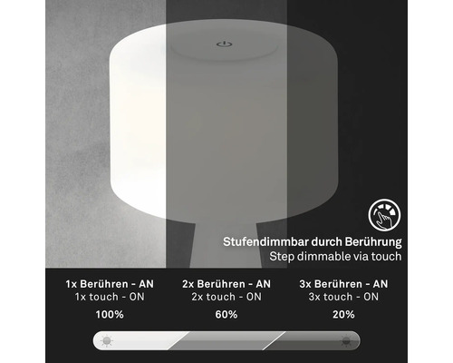 Bordslampa med touchdimmer och olika ljusstyrkenivåer