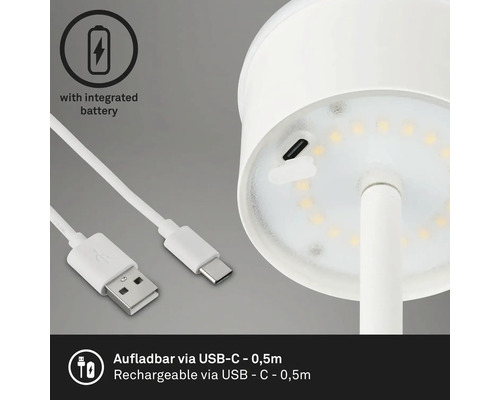 Lampa med integrerat batteri och USB-C-laddningskabel