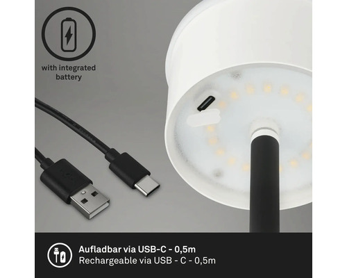 Lampa med integrerat batteri och USB-C-laddningskabel