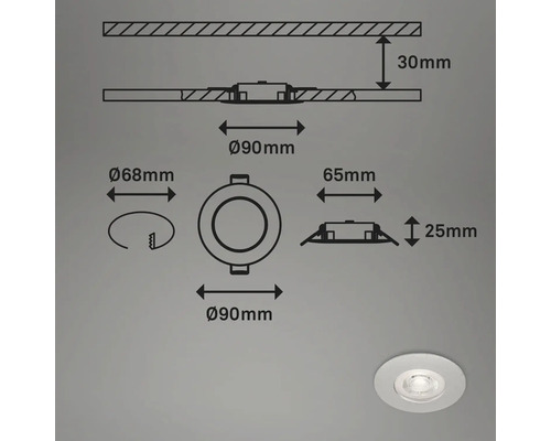 Teknisk ritning av en taklampa med dimensioner
