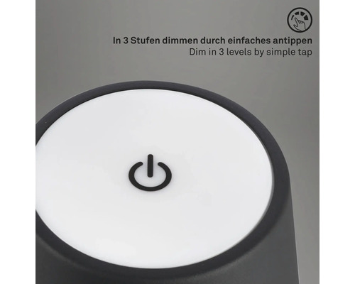 Närbild av en lampa med pekfunktion för att dimra i tre steg