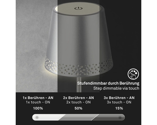 Touch-dimbar bordslampa med bruksanvisning