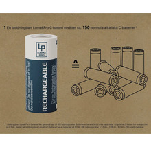 LumakPro C-batteri, laddningsbart, ersätter cirka 150 alkaliska C-batterier