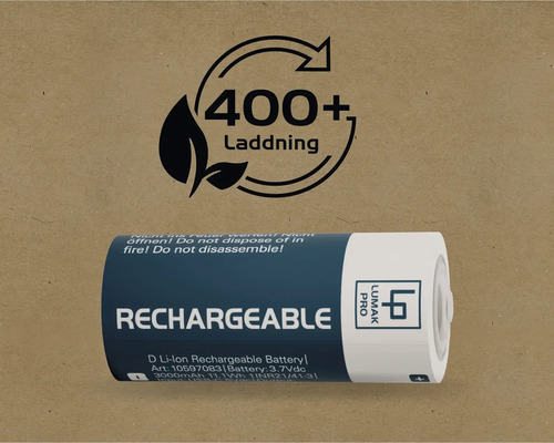 Uppladdningsbart batteri med symbolen för mer än 400 laddningscykler