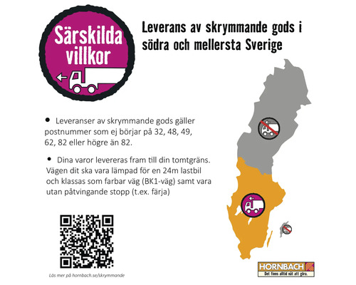 Information om leverans av skrymmande gods i södra och mellersta Sverige