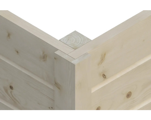 Detaljvy av hörnförband av trä