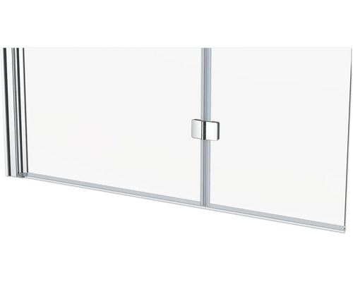 Detaljvy av en duschkabin med äkta glas och ett handtag