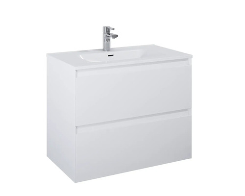 Tvättställsskåp med två lådor och tvättställ ovanpå