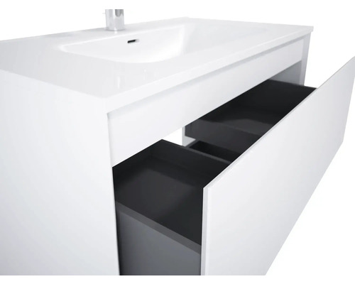 Tvättställsskåp med öppna lådor för badrum