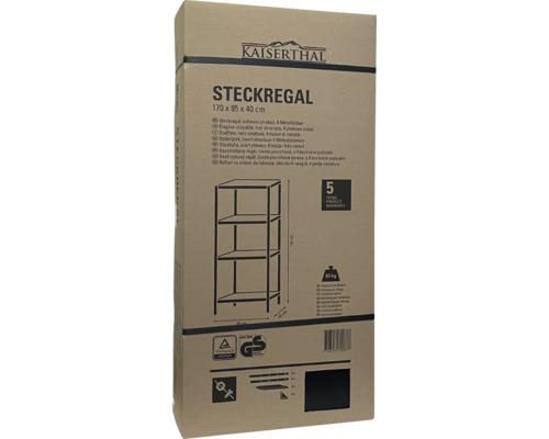 Förpackning för Kaiserthal plug-in hylla med fyra metallhyllor, 170 x 85 x 40 cm