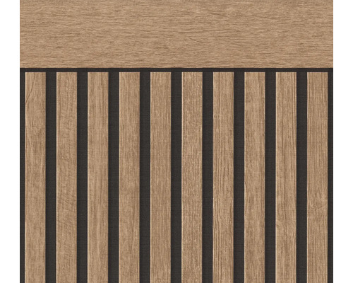 Väggpanel med träutseende och vertikala lameller