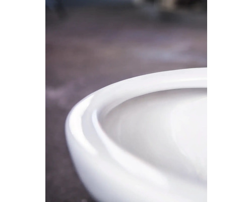 Detaljbild av en vit toalettstol