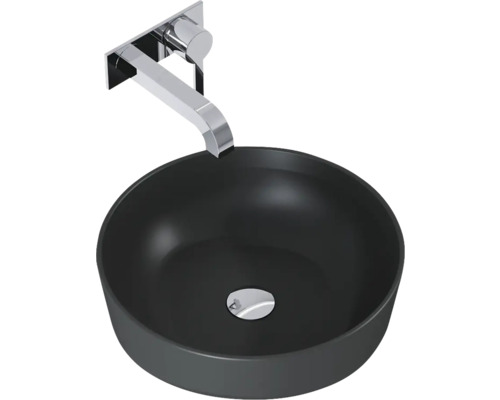 Svart tvättställsskål med blandare