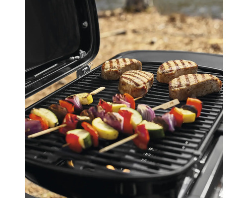 Grill med kött och grönsaksspett på gallret