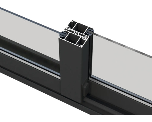 Detaljvy av en fönsterprofil av aluminium med glas