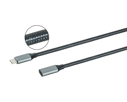 USB-C-förlängningskabel med flätad mantel och två anslutningar