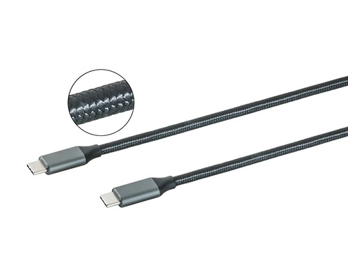 USB Typ-C-kabel med textilmantel och kontakt
