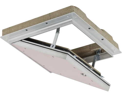 Öppnad inspektionslucka med ram och lås