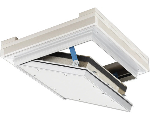 Öppen vindstrappa med vitt lock