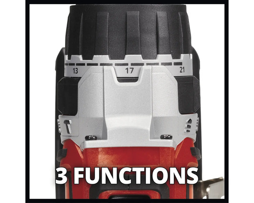 Närbild av chuckinställningsringen på en sladdlös skruvdragare med siffrorna 13, 17 och 21