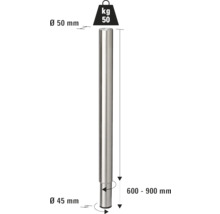 Justerbart bordsben i stål med måtten 600 till 900 millimeter och en lastkapacitet på 50 kilogram.