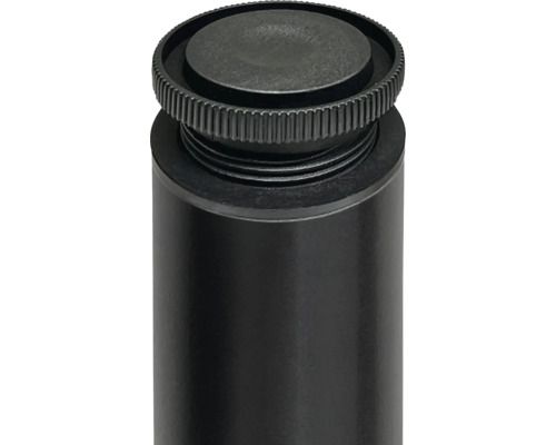 Svart metallstång med räfflat justeringsvred