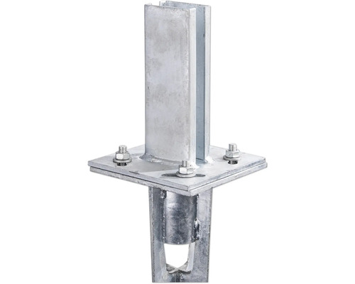 Metallstolpfäste med fyrkantig bas och skruvar