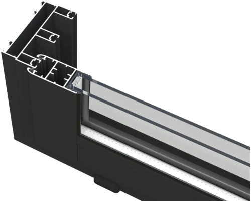 Detaljvy av en fönsterprofil i aluminium