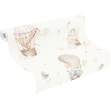 Tapetrulle med giraffer och elefanter i varmluftsballongmönster