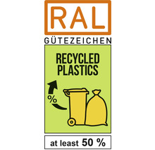 RAL kvalitetsmärke Recycled Plastics, minst 50 procent