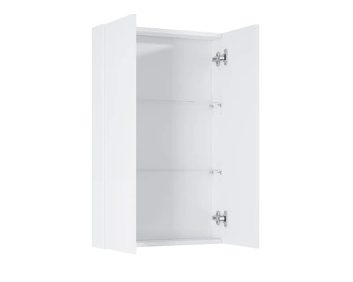 Öppet väggskåp med två glashyllor