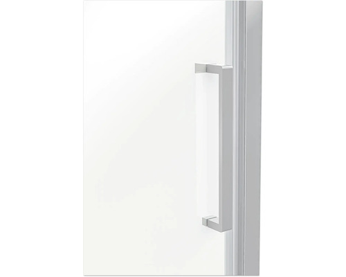 Detaljvy av en duschkabin dörr med handtag