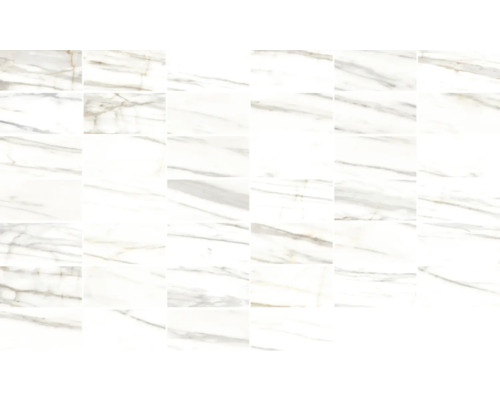 Mönster av vita väggplattor med marmorlook