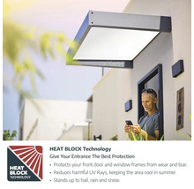 Skärmtak med Heat Block-teknik för skydd mot väder och vind