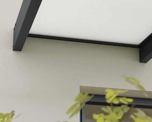 Detalj av ett terrass tak med tygtak och ram