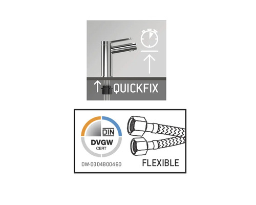 Symboler för snabb montering, flexibilitet och dricksvattengodkännande