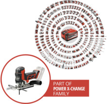 Översikt över Einhell Power X-Change-familjen med batteridriven sticksåg och batteri